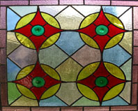 image of multi coloured glass door panel .